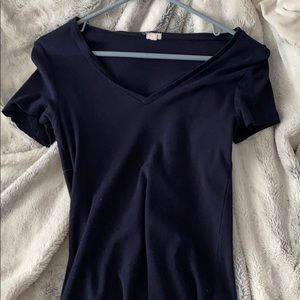 J. Crew Plain Dark Blue V-Neck